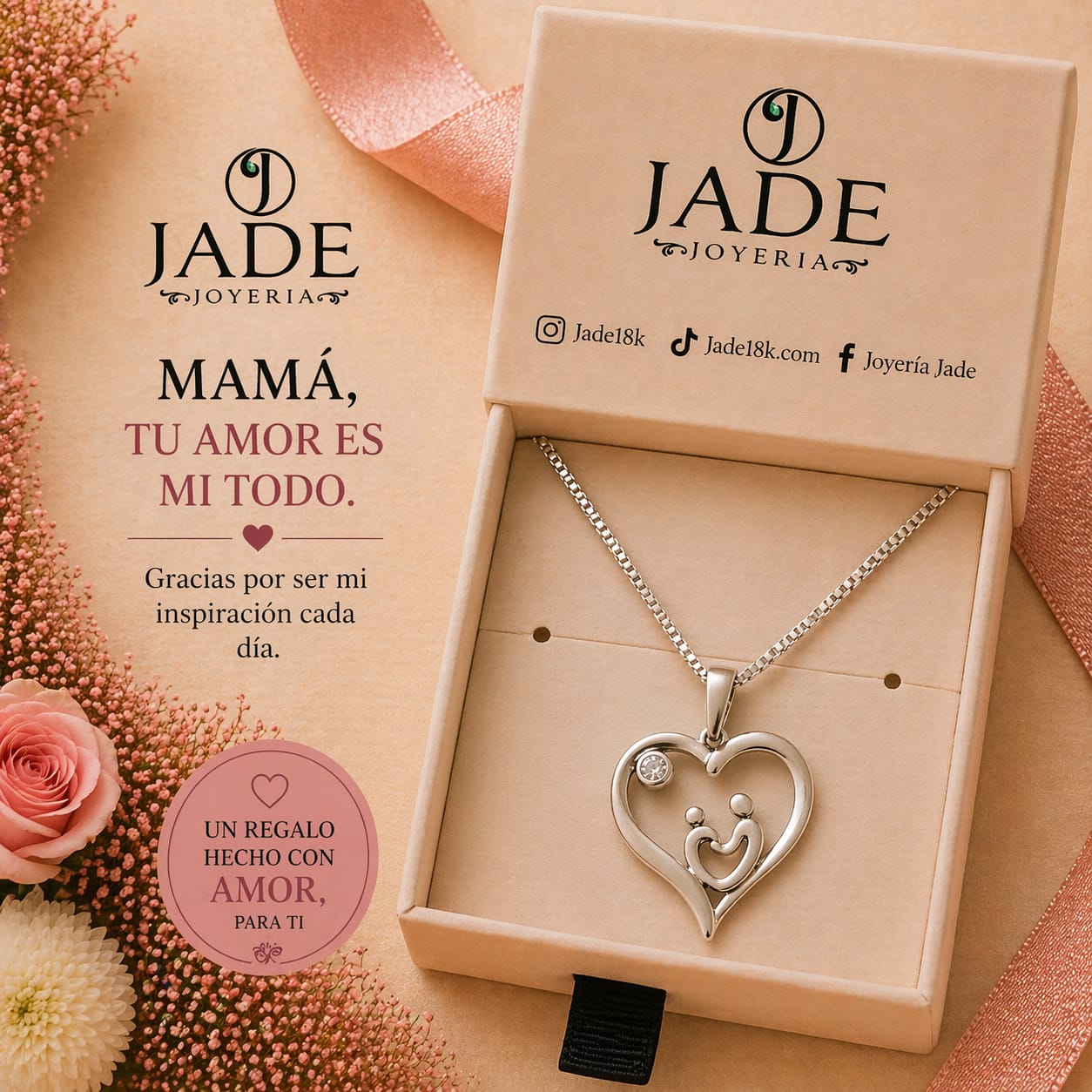 Dije + cadena Amor sincero en plata
