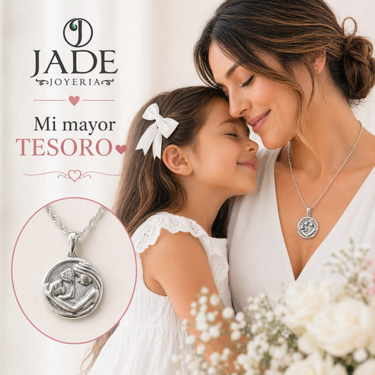 Dije + cadena mi hermosa madre en plata – Jade18k (vista 2)
