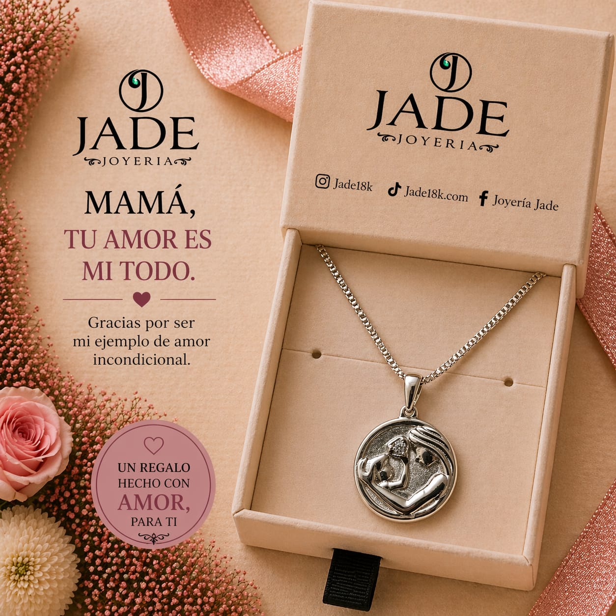 Dije  + cadena mi hermosa madre en plata