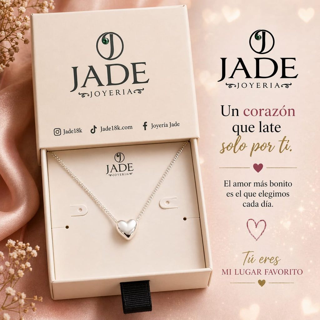 Dije + collar panser de plata : Corazon de pareja
