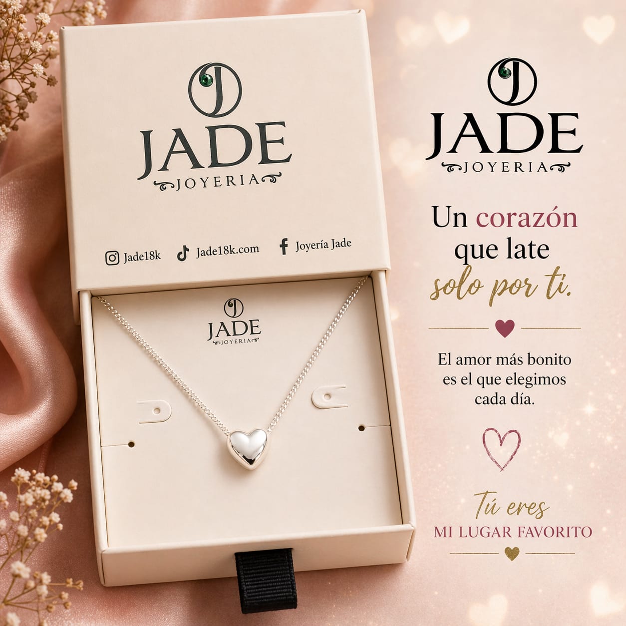 Dije + collar panser de plata : Corazon de pareja
