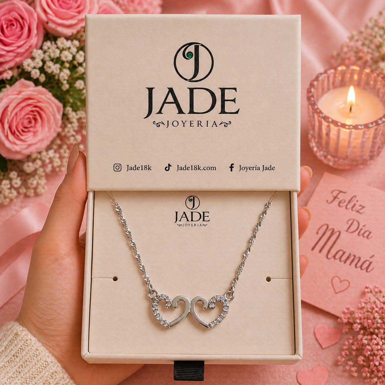 Collar de plata: Dos corazones juntos por siempre