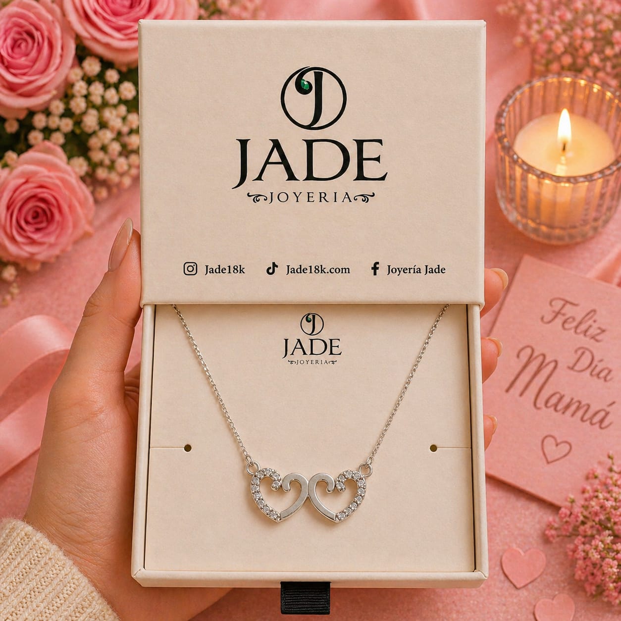 Collar de plata: Dos corazones juntos por siempre