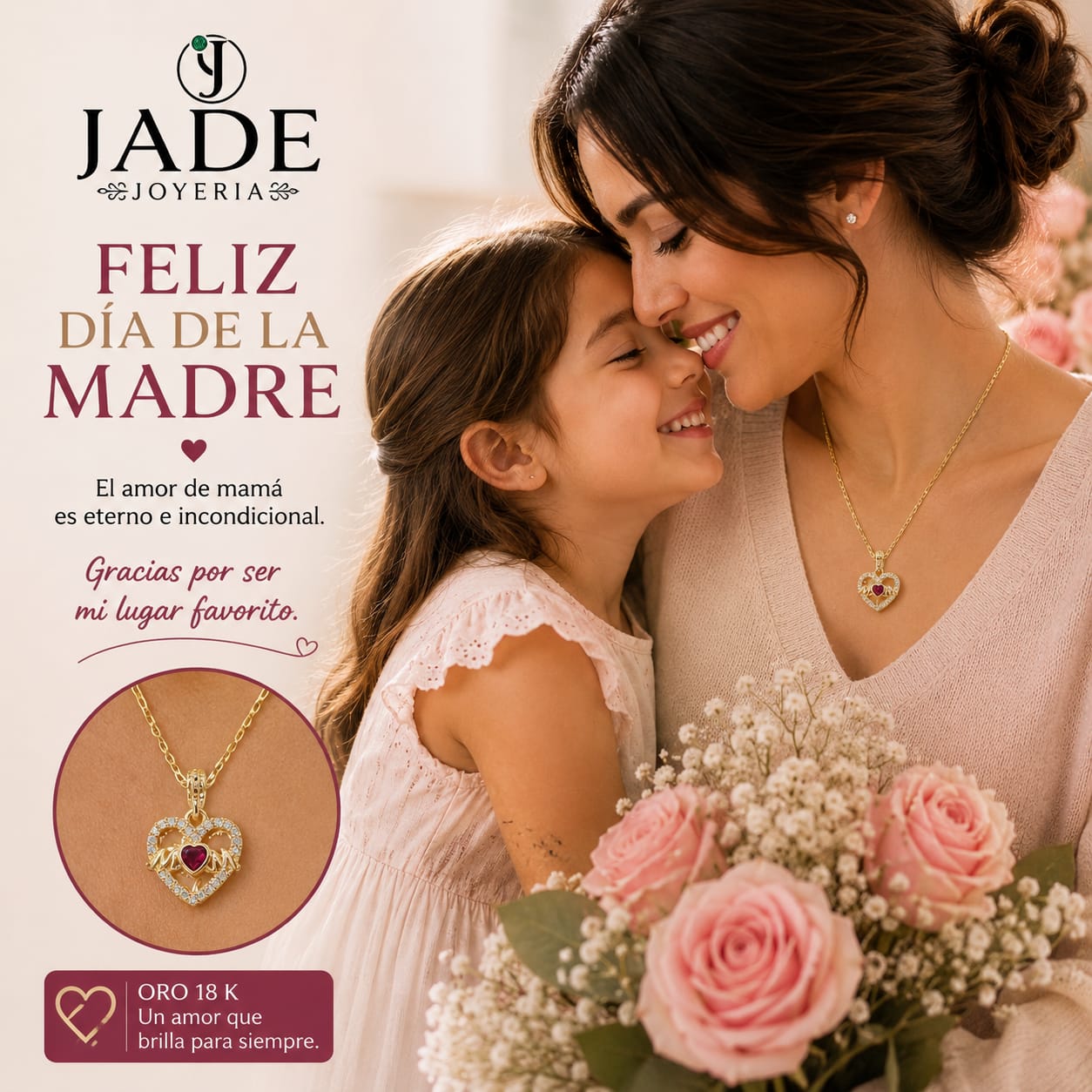 Dije con Moissanita MOM oro18k