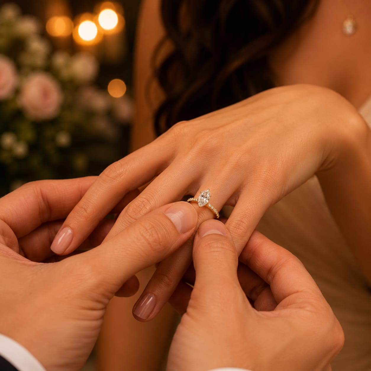 Anillo de compromiso con moissanite marquise BELLA AURORA