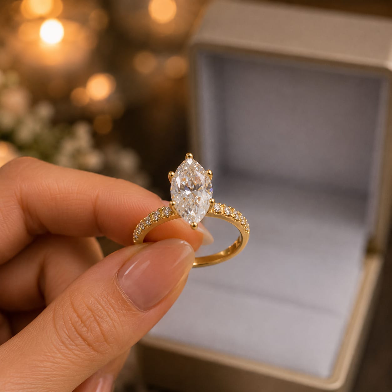 Anillo de compromiso con moissanite marquise BELLA AURORA