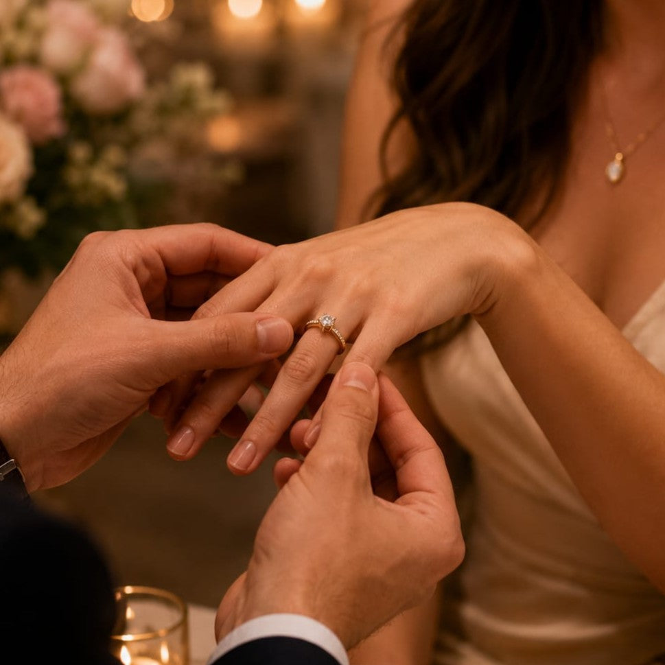 Anillo de compromiso con moissanite castillo princesa