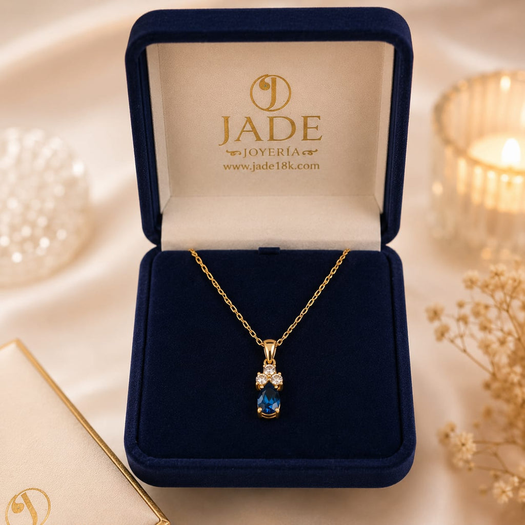 Dije con piedra natural Topacio azul eterno cielo
