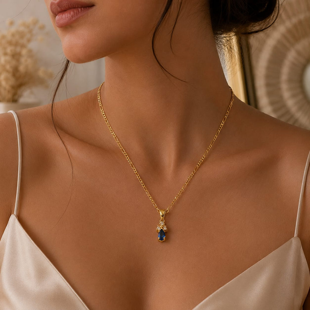Dije con piedra natural Topacio azul eterno cielo