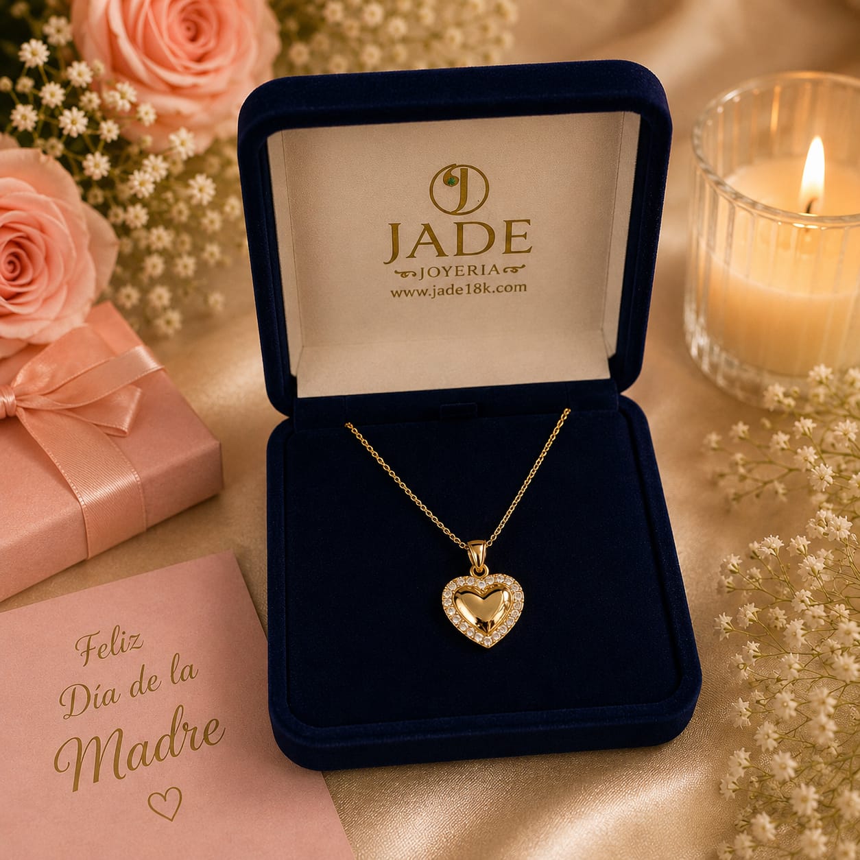 Dije de corazon escarchado con moissanites