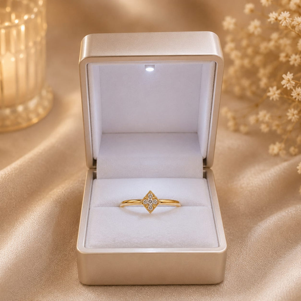 Anillo con moissanite Rombo