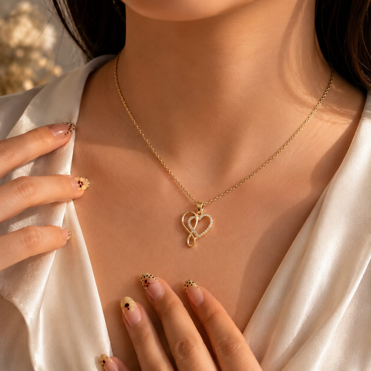 Dije Corazón Infinito Invertido con Moissanite