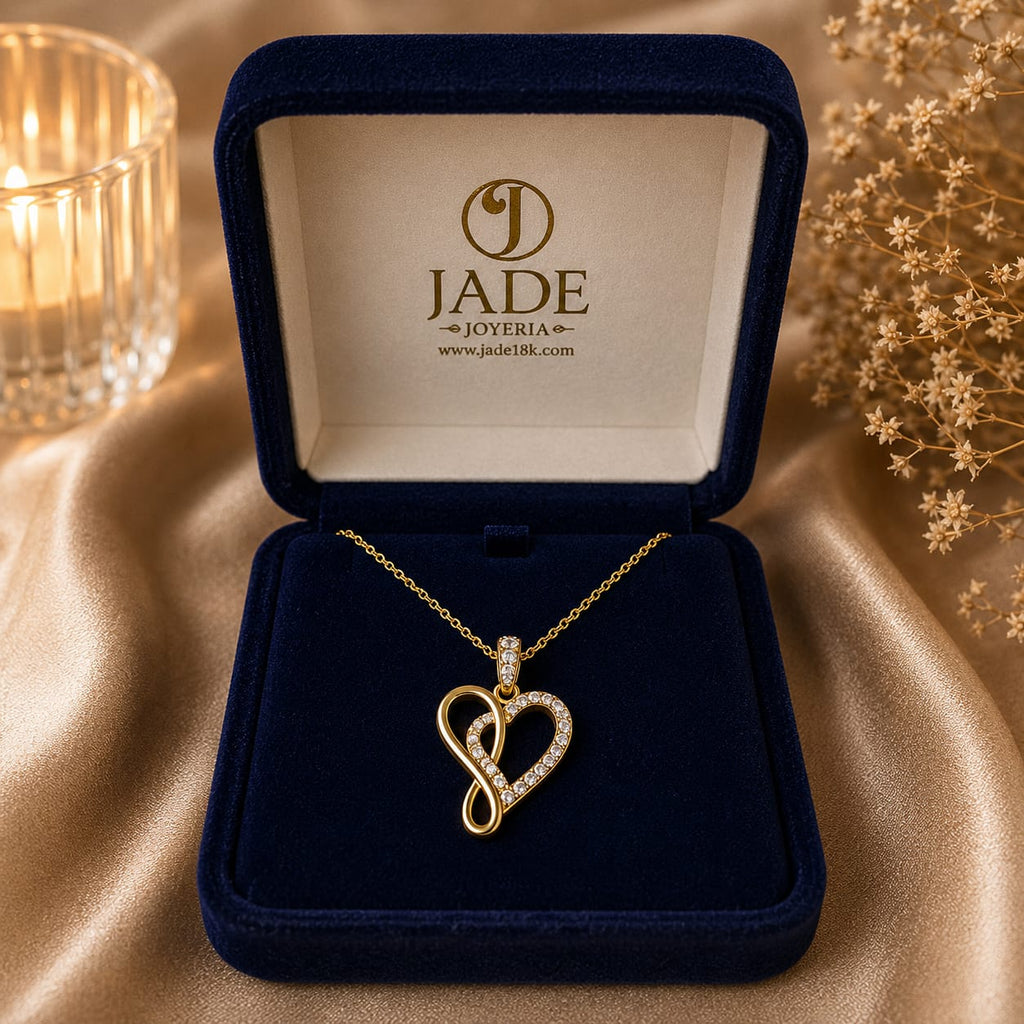 Dije Corazón Infinito Invertido con Moissanite