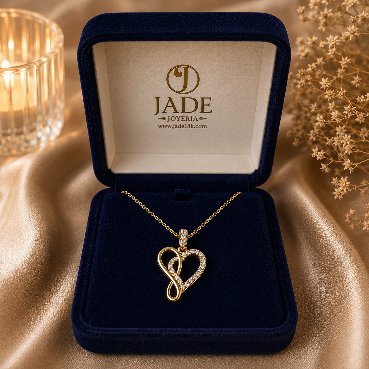 Dije Corazón Infinito Invertido con Moissanite