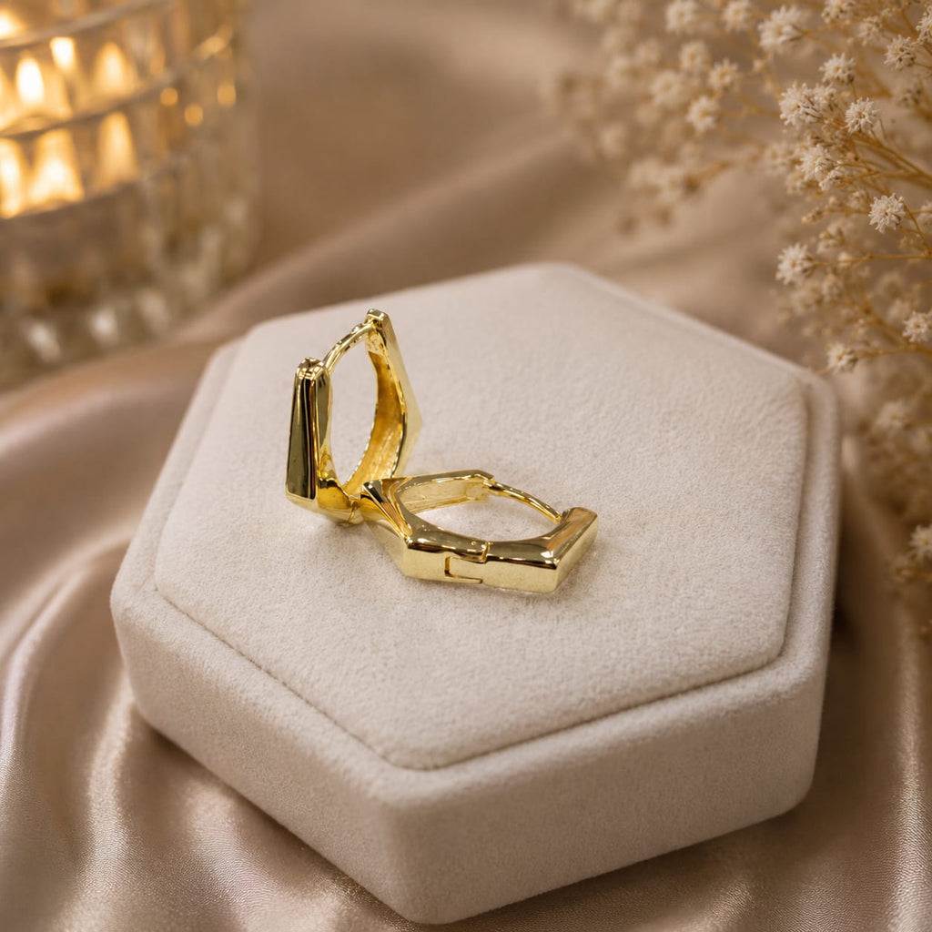 Argollas Hexagonales 18k