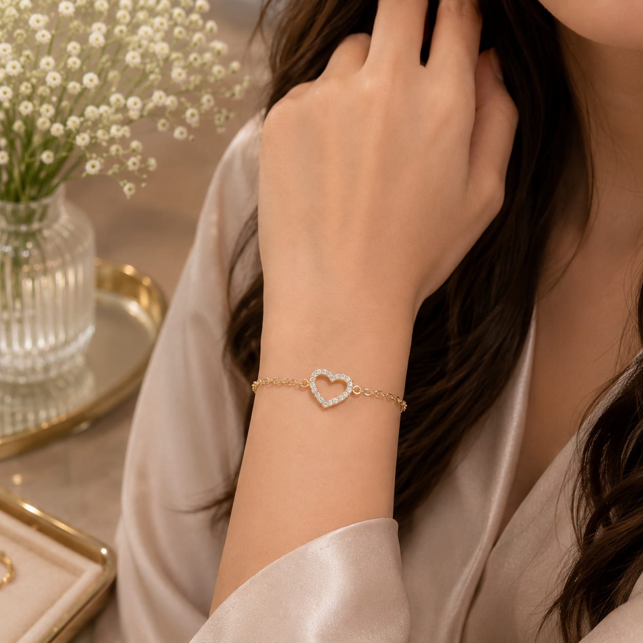 Pulsera con Moissanite Corazon