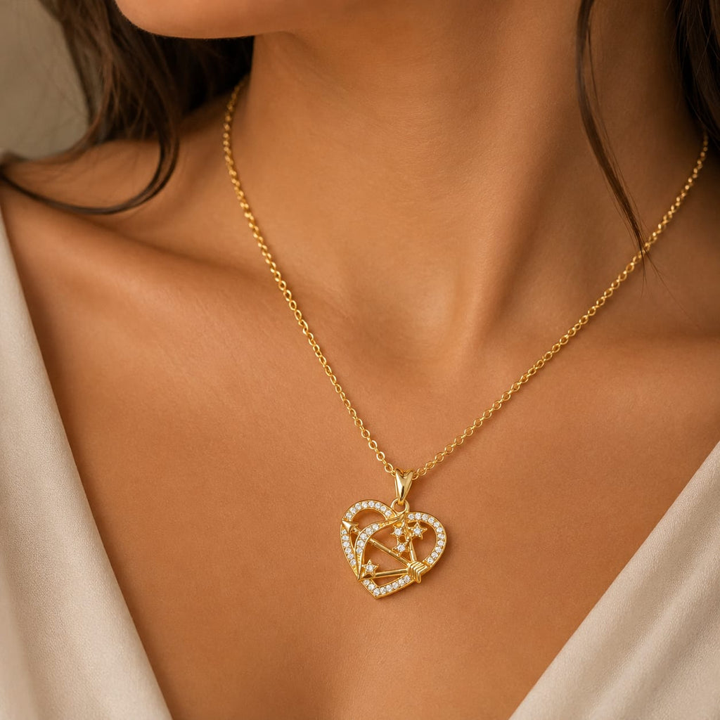 Dije con Moissanitre Corazón Flechado