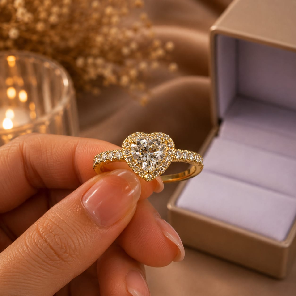 Anillo de Compromiso con Diamentes de Laboratorio Alma Gemela