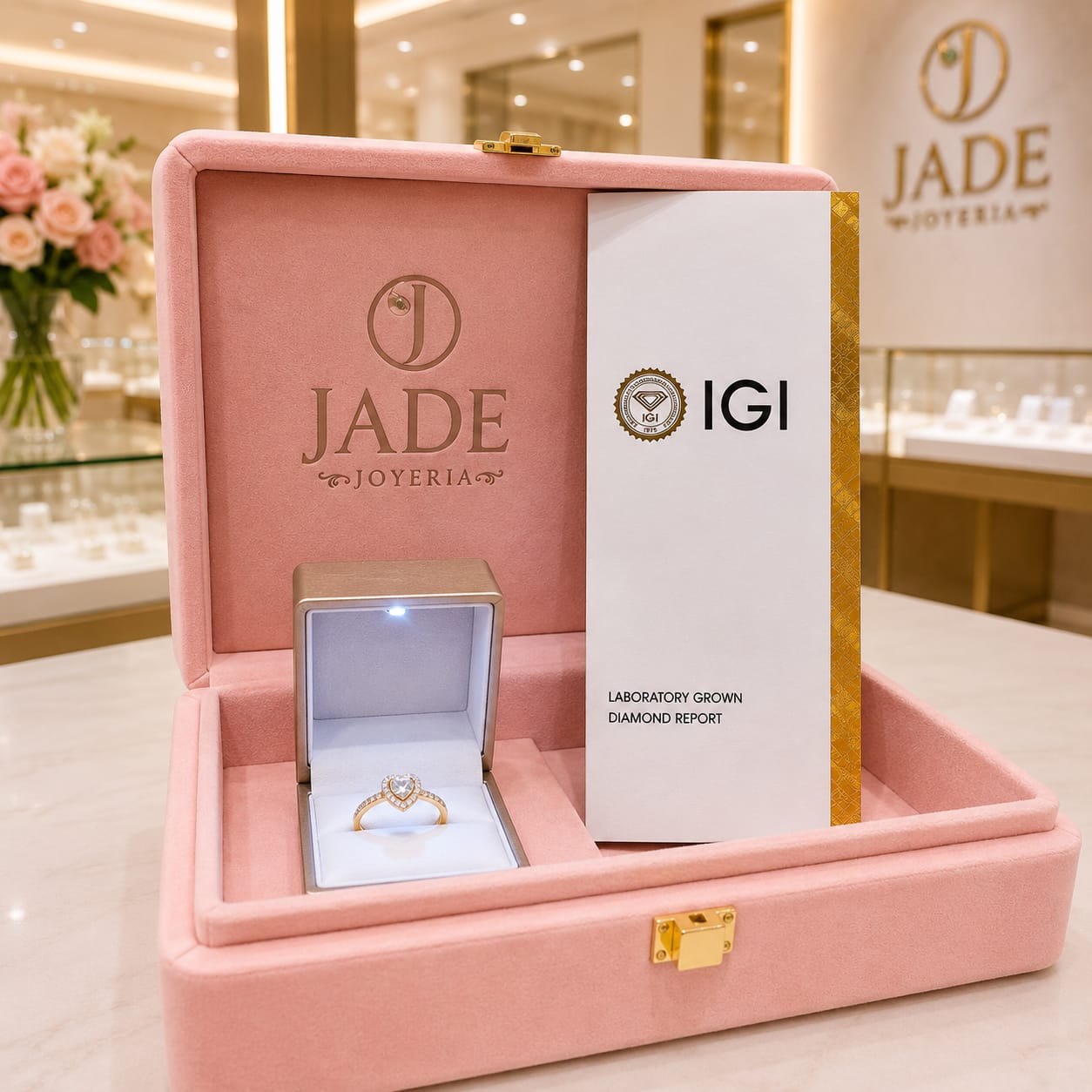 Anillo de Compromiso con Diamentes de Laboratorio Alma Gemela