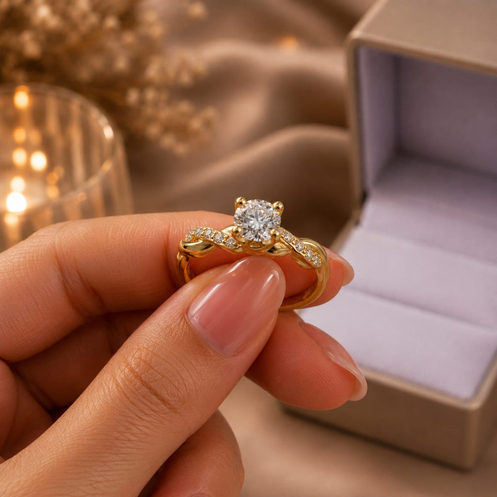Anillo de compromiso con Diamante de Laboratorio Un Solo Sí