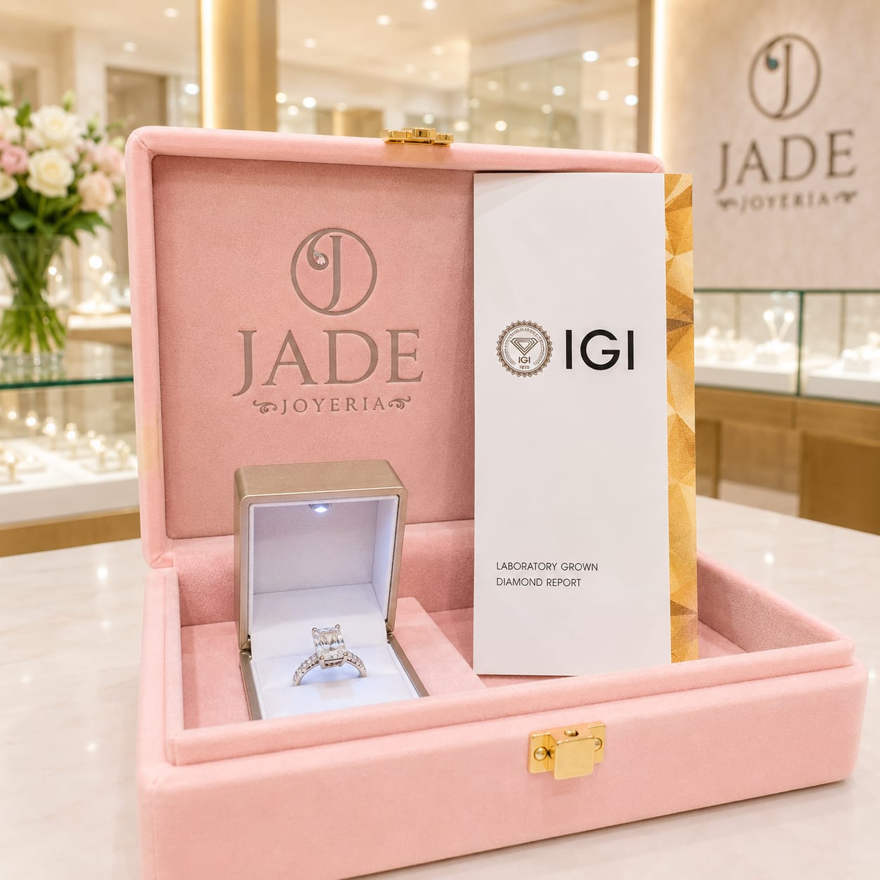Anillo de compromiso con Diamante de laboratorio Golden Empire