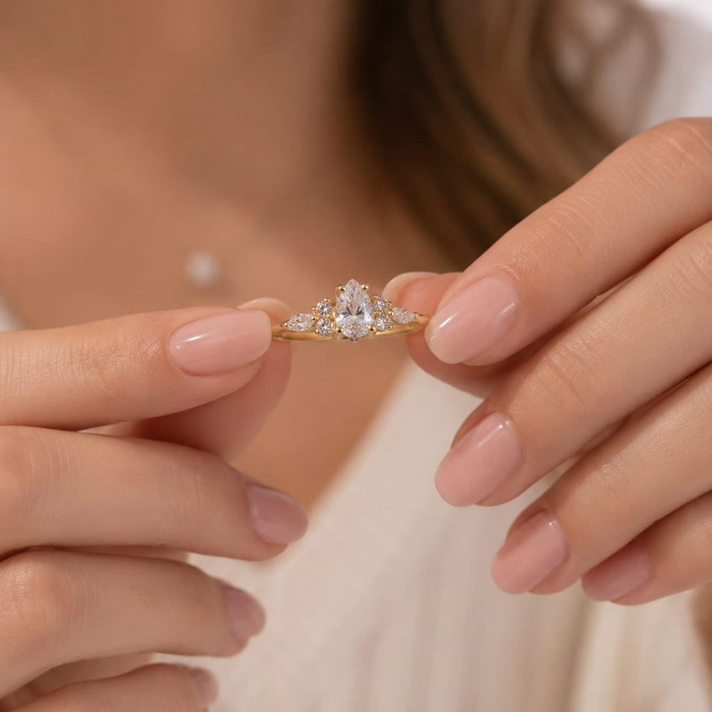 Anillo de compromiso Brillo de gotas de amor
