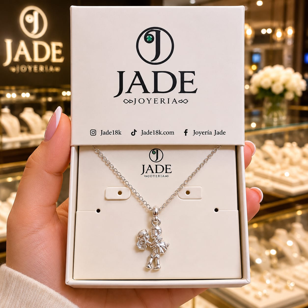 Dije+ cadena en plata, novios infinito