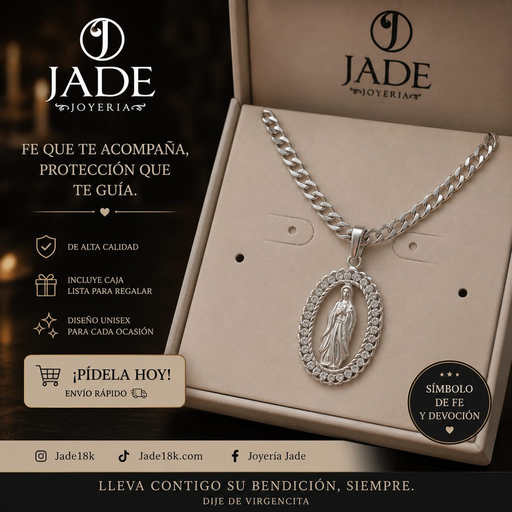 Dije Virgen con Cristales Plata Ley