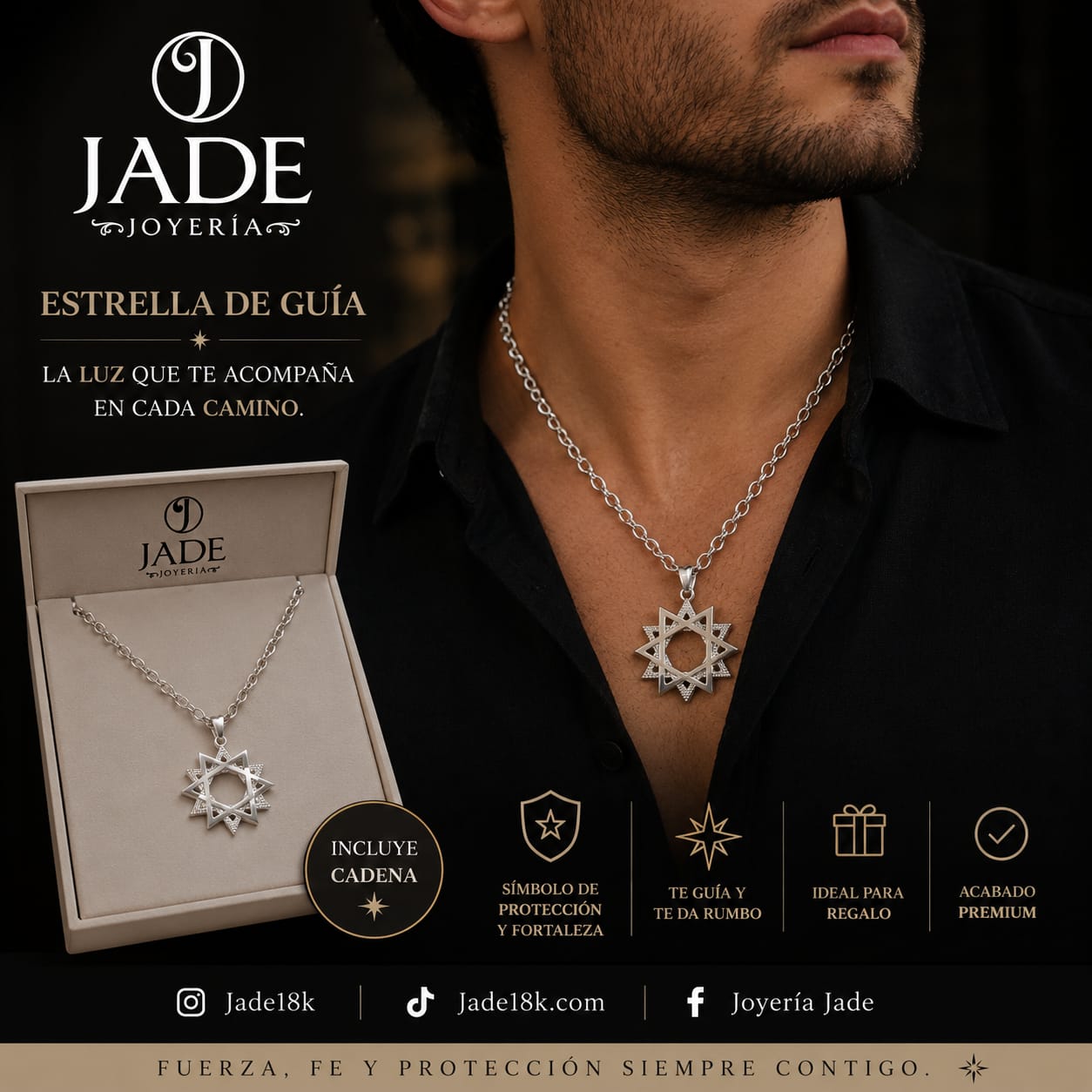 Dije estrellado en plata