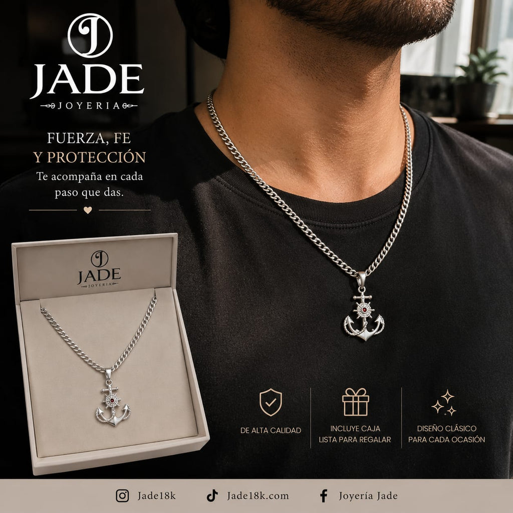 Dije de ancla en plata fina
