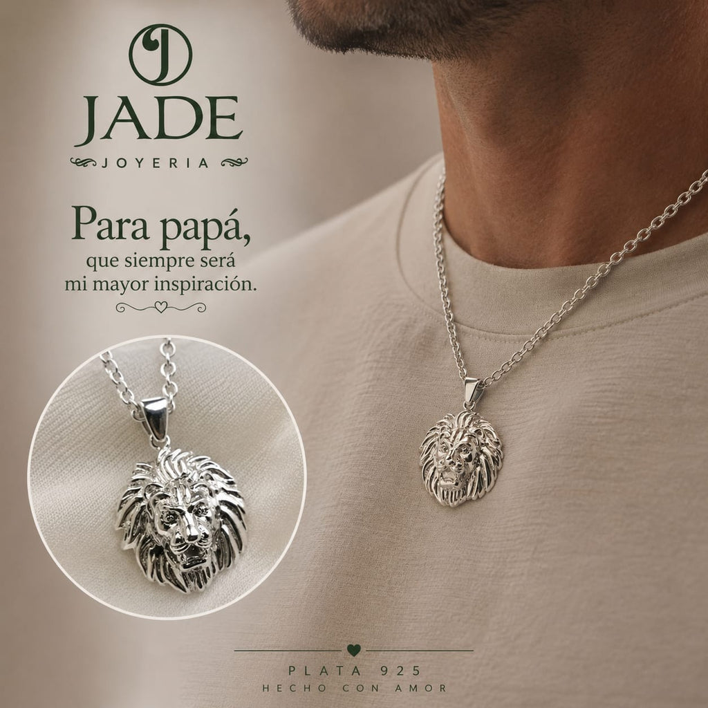 Dije de león en plata fina