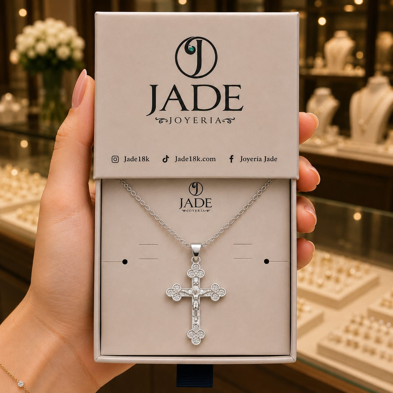 Dije de plata, cruz de Jesucristo