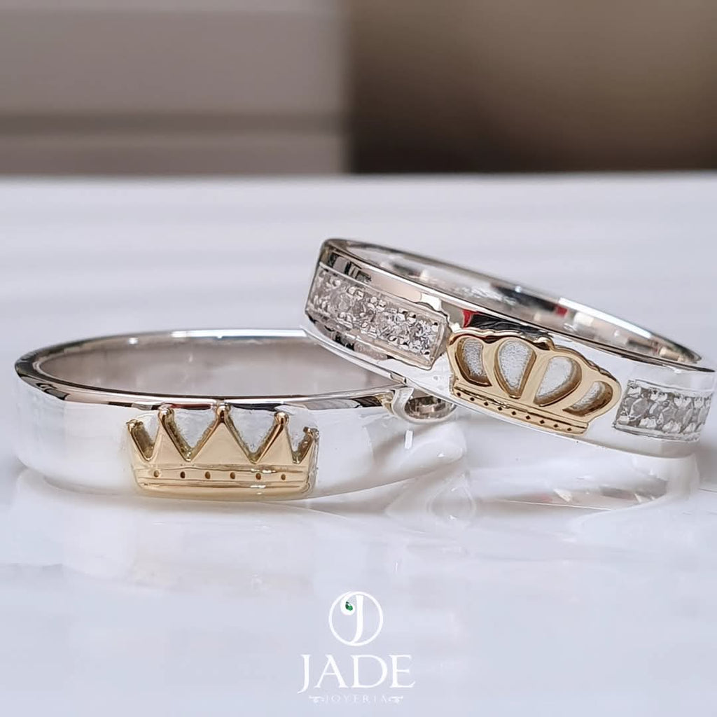 Aros de boda en Oro 18k y plata, Reinas