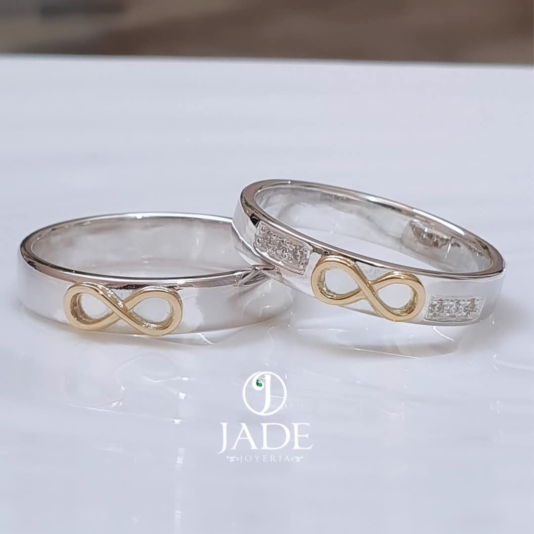 Aros de boda en Oro 18k y plata Infinitos
