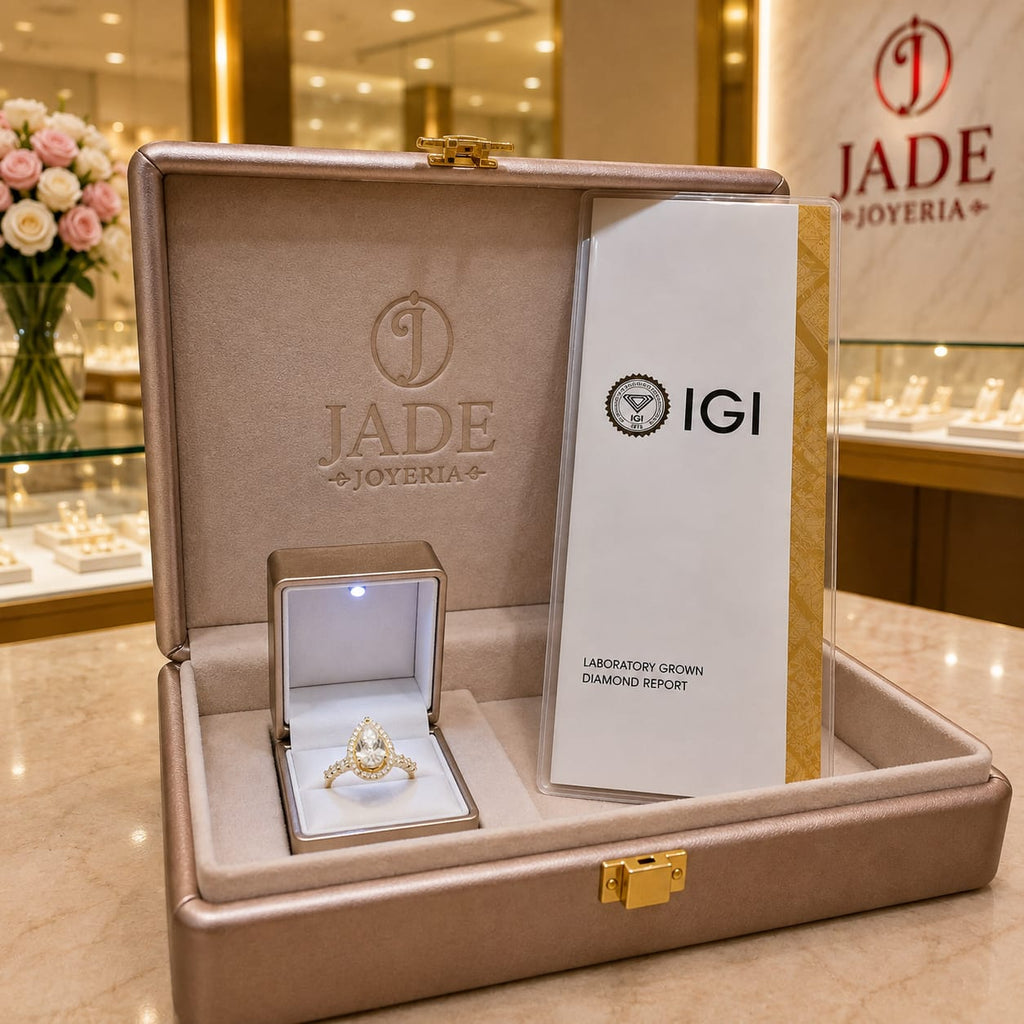 Anillo de Compromiso con Diamante de Laboratorio Halo