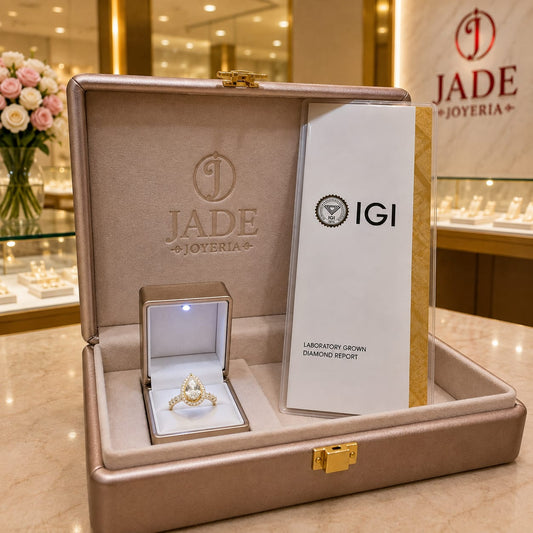 Anillo de Compromiso con Diamante de Laboratorio Halo en oro 18k – Jade18k (vista 2)
