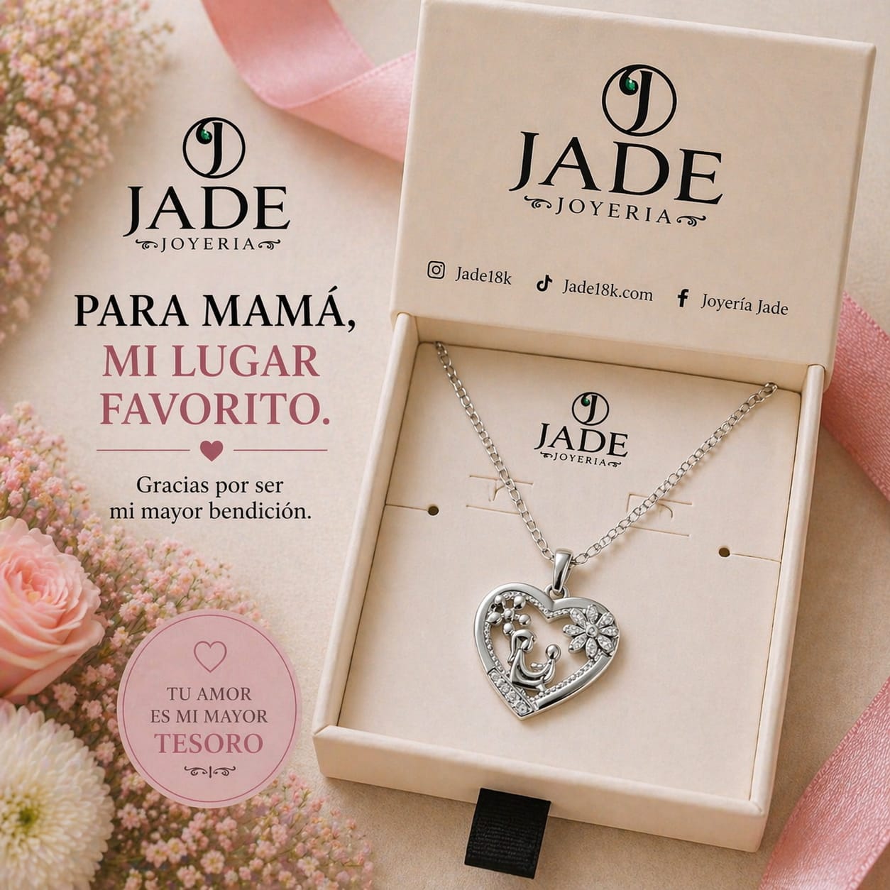 Dije + Cadena mi Madre incomparable en plata ley