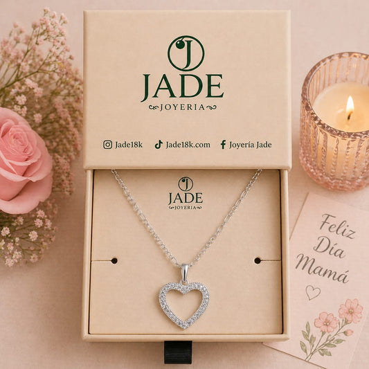 Dije de corazón en plata fina – Jade18k