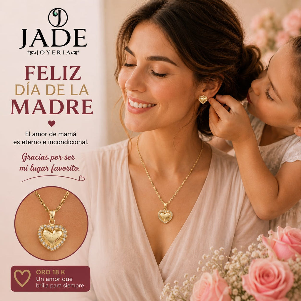 Juego de Aretes y collar corazón