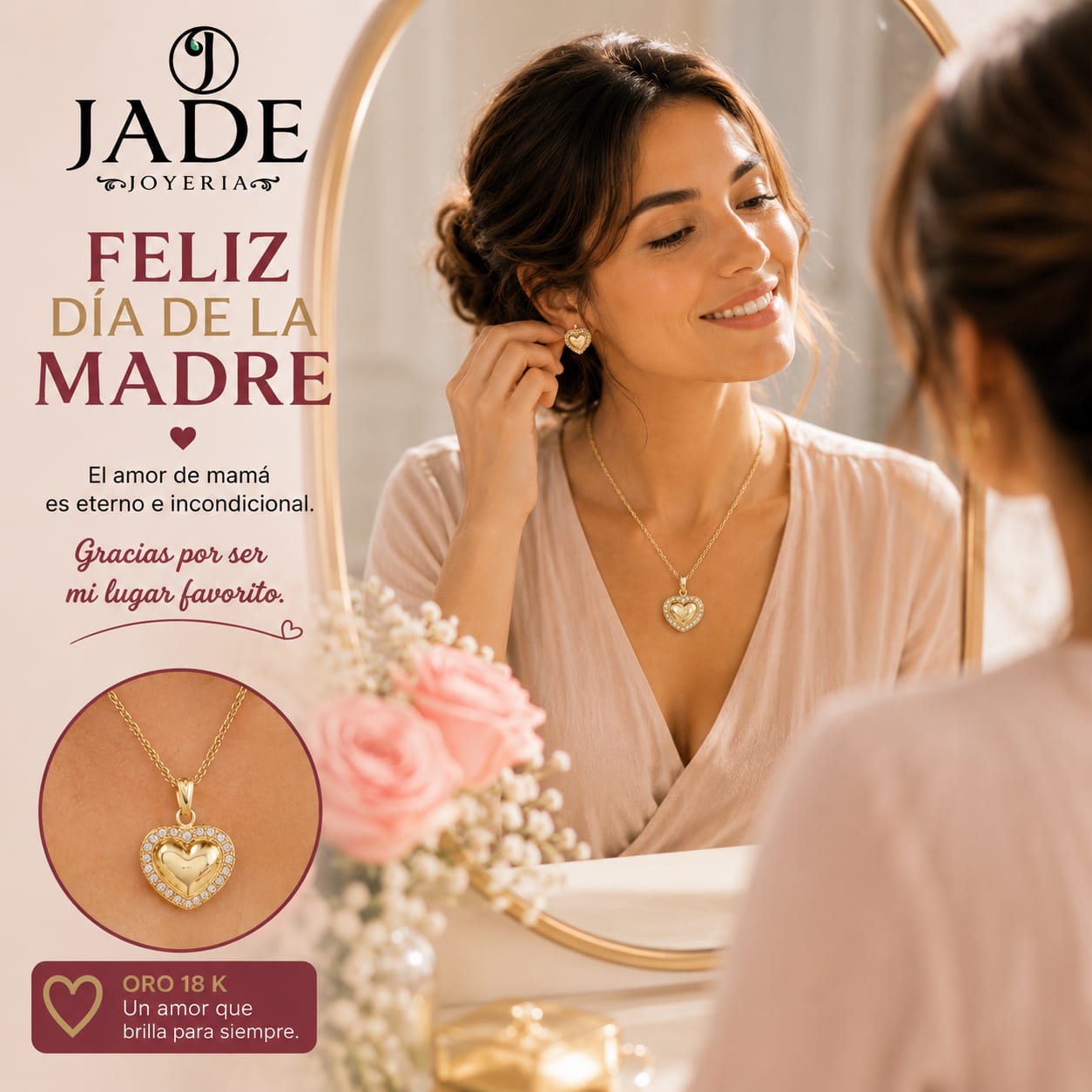 Juego de Aretes y collar corazón
