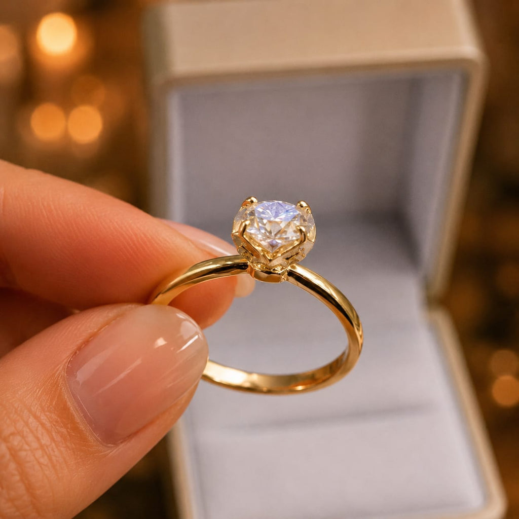 Anillo  de compromiso con moissanita Solitario amor
