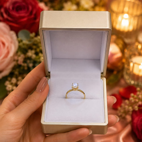 Anillo  de compromiso Solitario amor