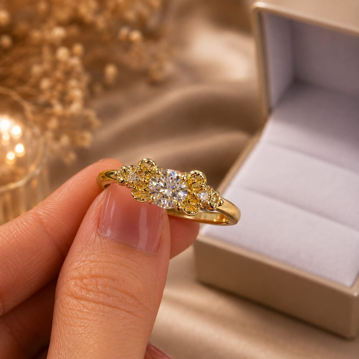 Anillo de compromiso  con moissanite Siempre para ti