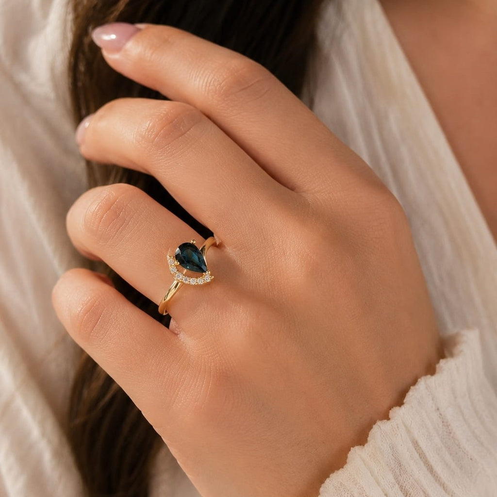 Anillo con Turmalina y Moissanite Luna