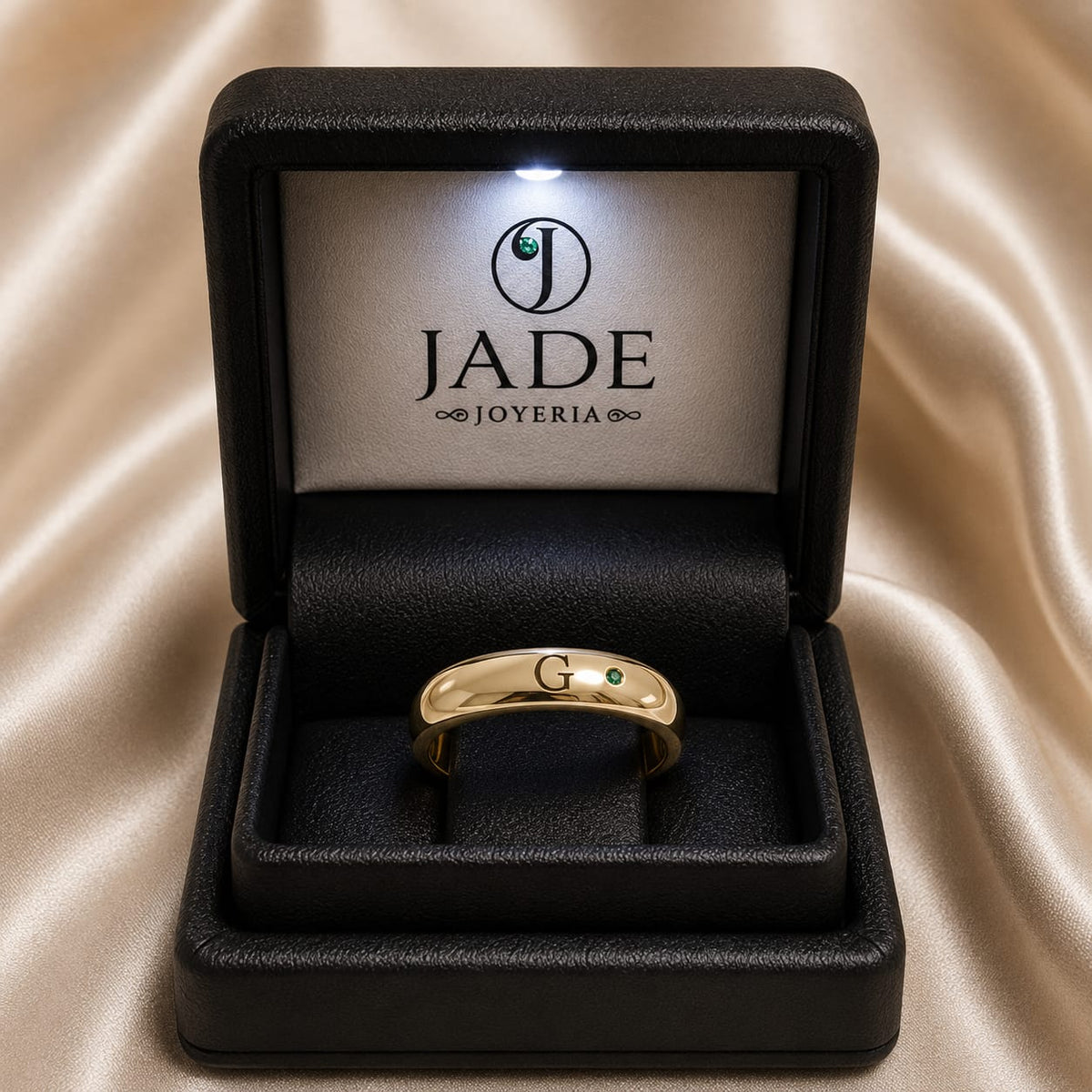 Anillo Chevalier delgado para dama en oro 18k – Jade18k (vista 2)