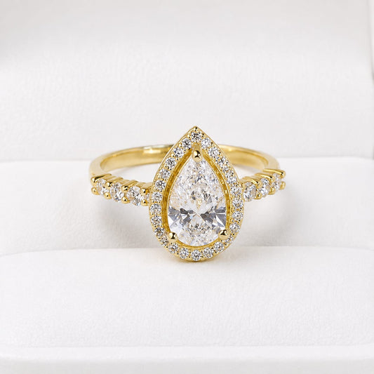 Anillo de Compromiso con Diamante de Laboratorio Halo en oro 18k – Jade18k