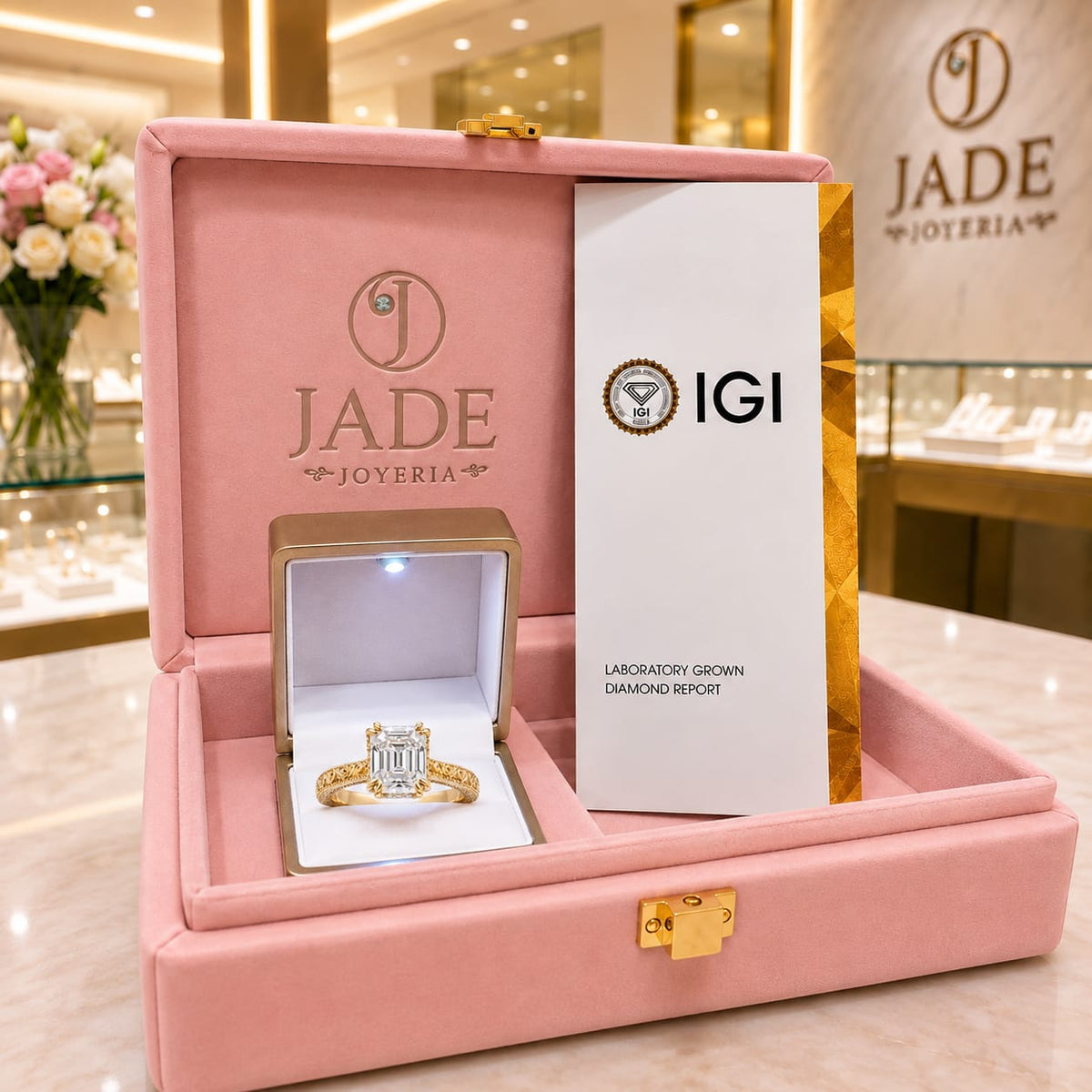 Anillo de compromiso amore con diamente de laboratorio