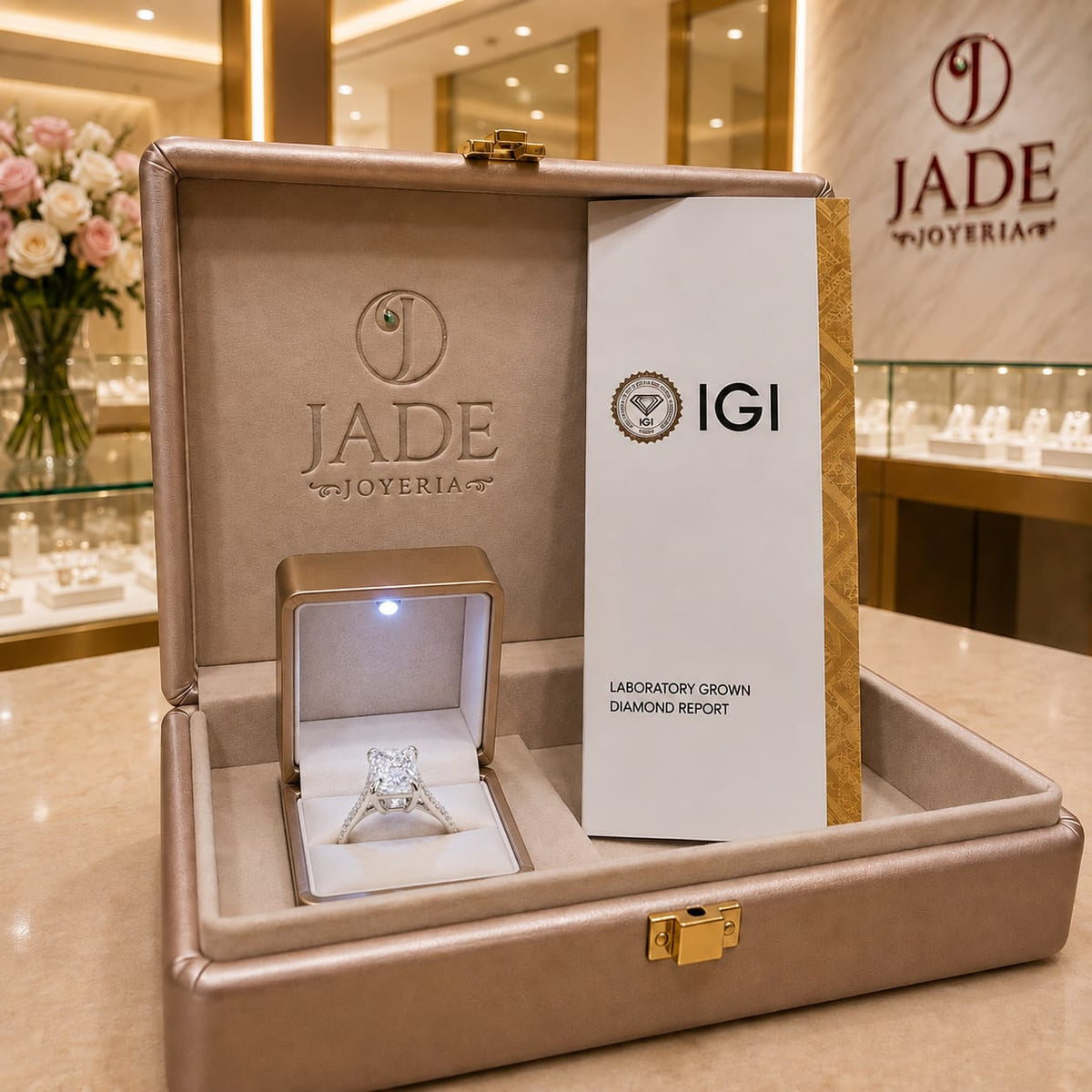 Anillo de compromiso con Diamante de laboratorio Golden Empire