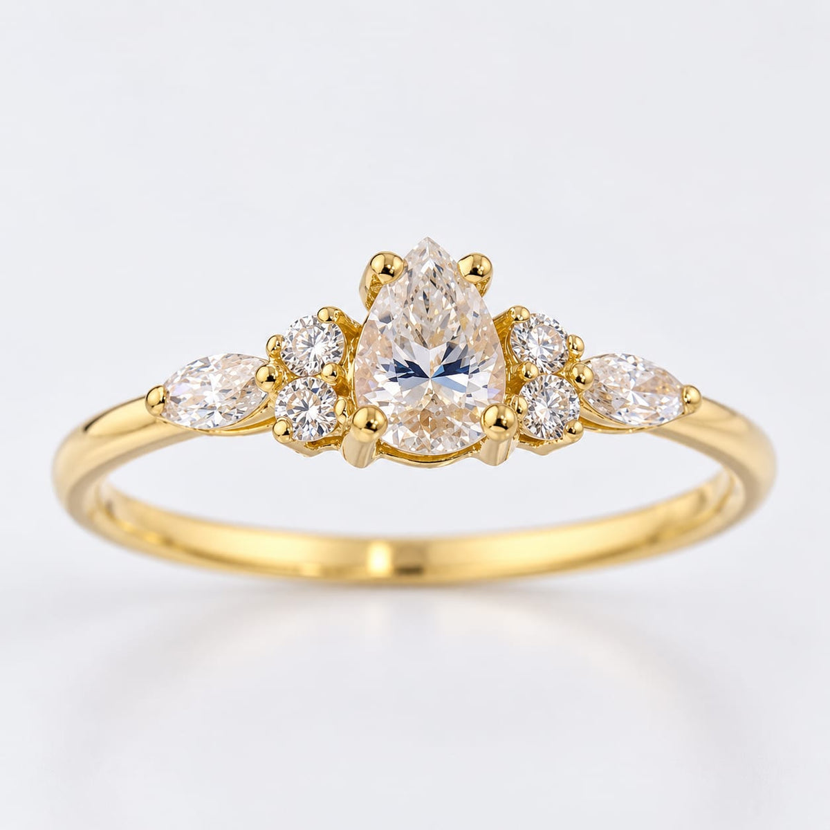 Anillo de compromiso  con moisanitas Brillo de gotas de amor