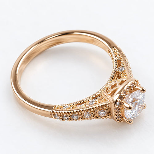 Anillo Alba de Compromiso Con Piedra Blanca Oro 18k